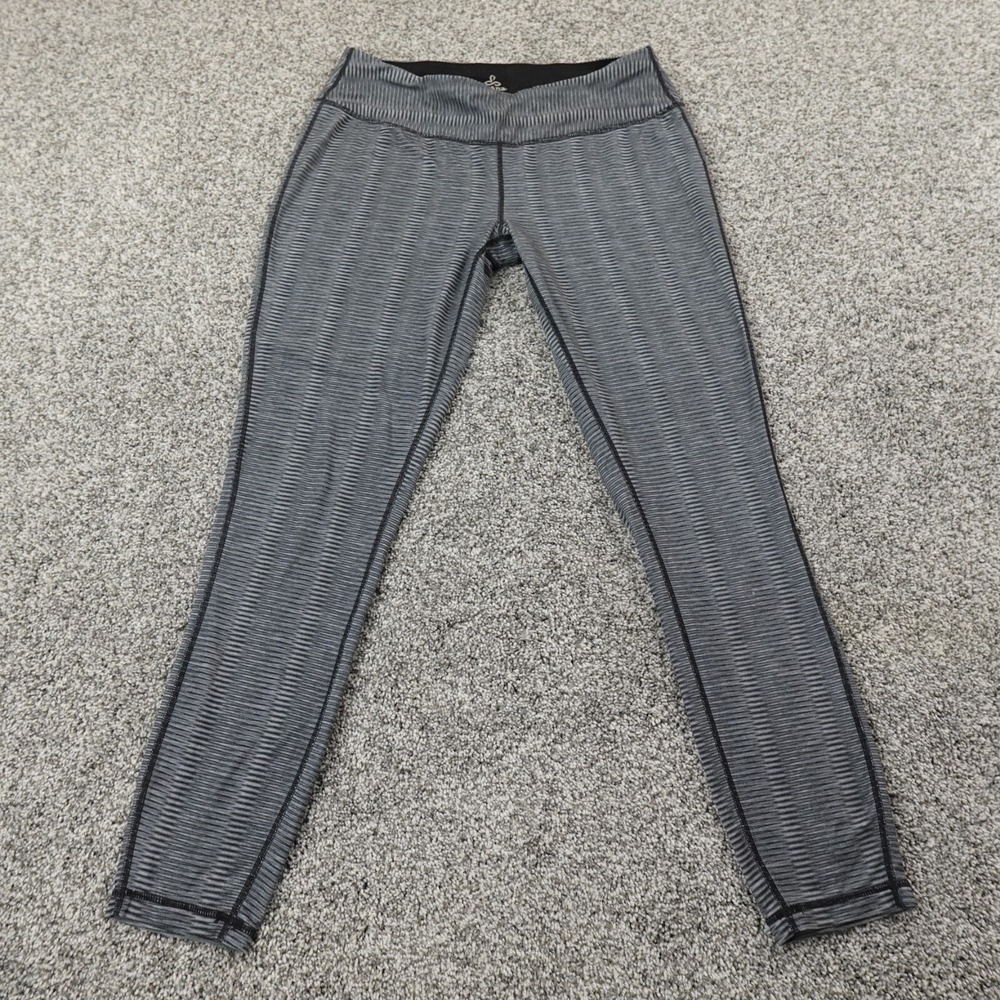 Prana Leggings Womens L Gray Black 7/8 Compression Gym Tight Yoga Pants Training